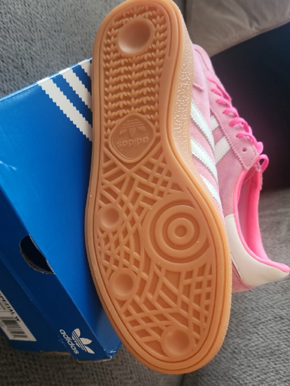 adidas Pink Suede Women's Sneakers with White Stripes - Picture 3 of 4